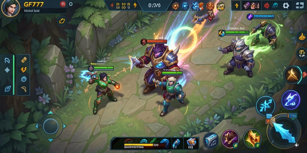 Screenshot gameplay GF777 dengan pertarungan seru antara tim.