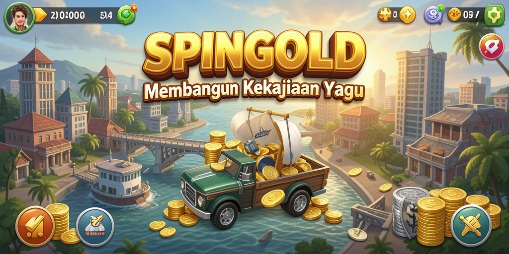 Tangkapan layar gameplay SPINGOLD yang menunjukkan strategi bisnis yang intens.